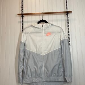Nike Women’s White & Gray Windrunner Hooded Jacket Size XL